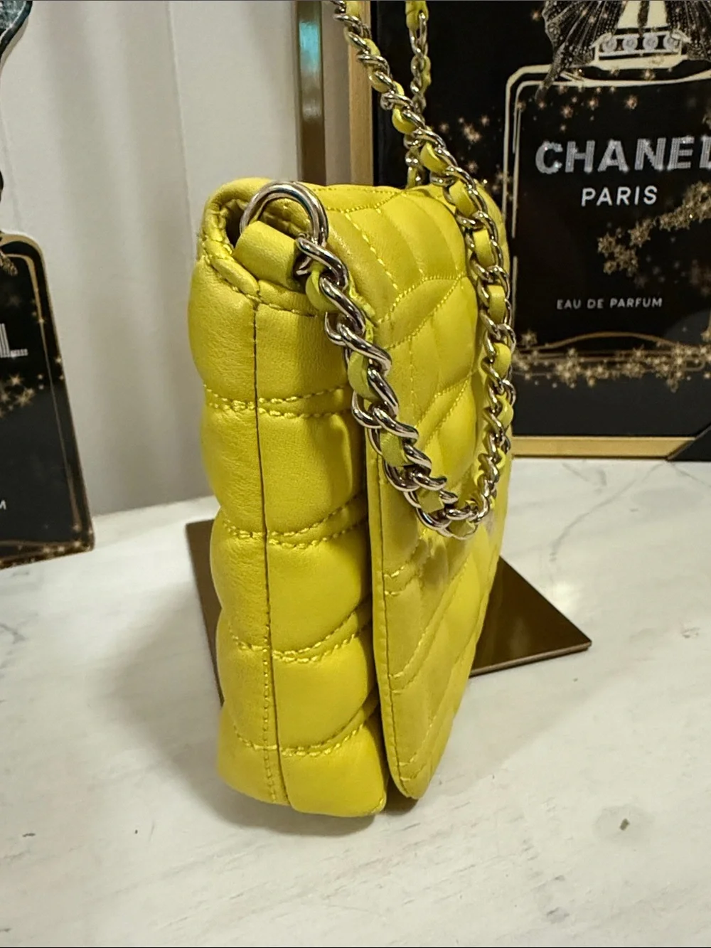 Kate Spade Story Book Yellow Quilted Chain-Handle Crossbody Bag